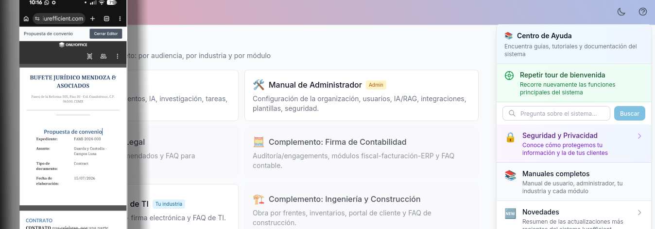 ¿Que hay de nuevo? v4.40. Tus documentos en tu teléfono y manuales completos en la ayuda.